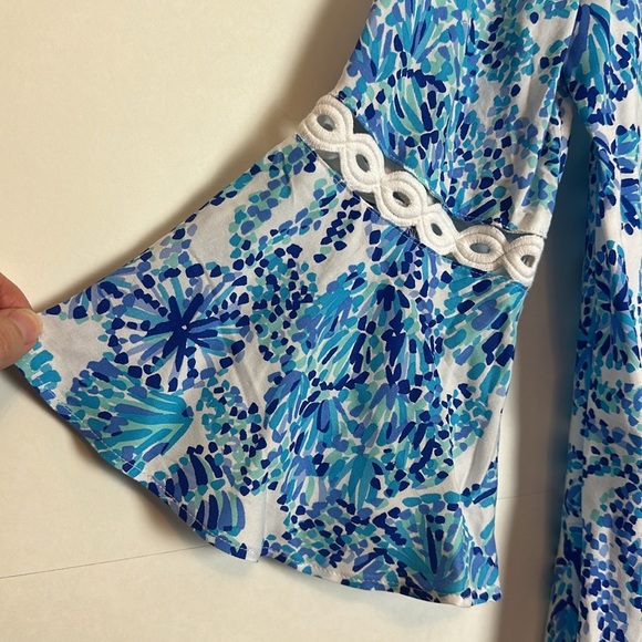 Lilly Pulitzer Hollie Tunic Turquoise Oasis Shell Me You Love Me Size Medium - Picture 5 of 16